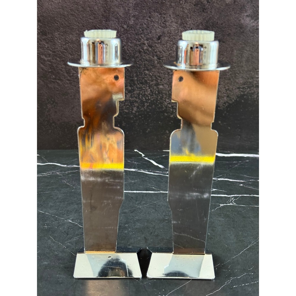 VTG PAIR (2) 1990 ORE Originals Steel Man Figure Cut Out Modern Candle Holders